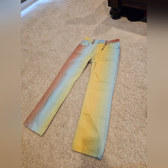 Zara Rainbow Ombre High Rise Jeans – Size 6 – NWT Viral & Rare - Picture 4 of 7